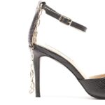 Sandali Steve Madden Lioness Nero pelle serpente tacco 9 cm-0