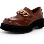 Loafer Steve Madden Meadow Nero Cognac Plateau Donna