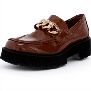 Loafer Steve Madden Meadow Nero Cognac Plateau Donna